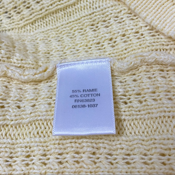 Christopher & Banks Yellow Cable Knit Sweater Size S 4 Pullover V Neck Casual - Picture 6 of 7